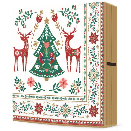 20 Servietten Christmas Folk - Weihnachtsmotiv Folk 33x33cm
