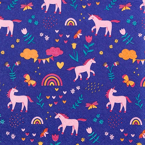 20 Servietten Fairytale - Einhörner in Fantasiewelt 33x33cm