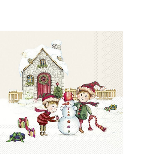 20 kleine Cocktailservietten Elves at Work 25x25cm