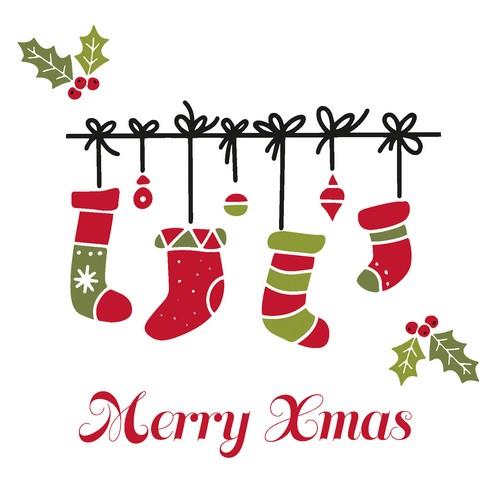 20 Servietten Xmas Stockings - Weihnachtssocken 33x33cm