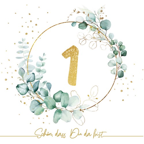 20 Servietten Eucalyptus Golden 1 - Goldene 1 33x33cm