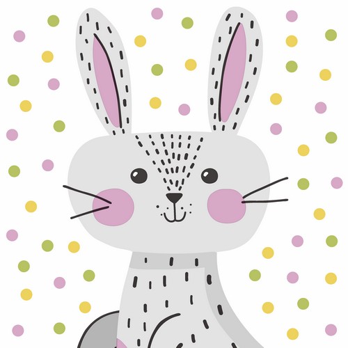 20 Servietten Happy Bunny - Glücklicher Hase 33x33cm