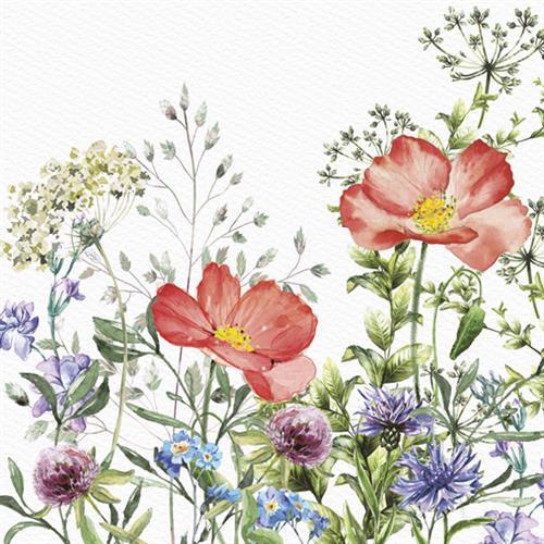 20 Servietten Meadow in June - Blumenwiese im Juni 33x33cm