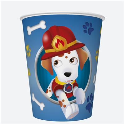 8 Pappbecher Dog Patrol - Hundepolizei 250ml Ø5,5-8cm, H9cm
