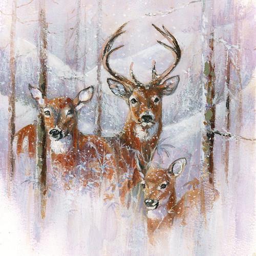 20 Servietten Wilderness Stag - Verschneite Hirschfamilie 33x33cm