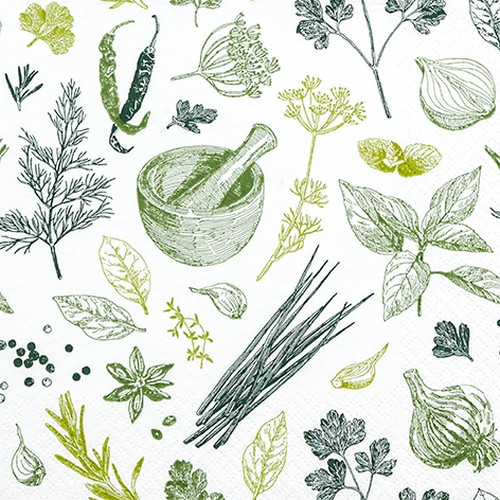 20 Servietten Herbs and Spices - Kräuter und Gewürze 33x33cm