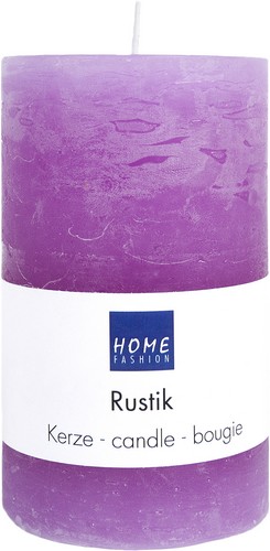 Kerze Stumpen Rustik violet Ø 6cm, Höhe 10cm
