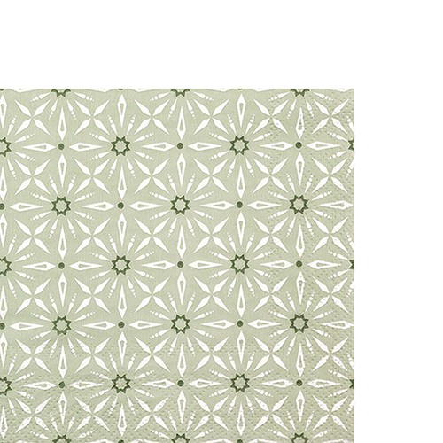 20 kleine Cocktailservietten Le Brienne olive - Blütenmuster an Bordüre oliv 25x25cm