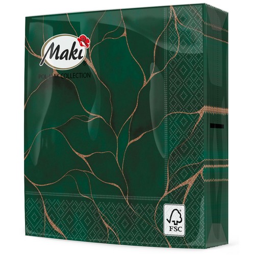 20 Servietten Green Marble with Gold Lines - Goldene Linien in grün 33x33cm