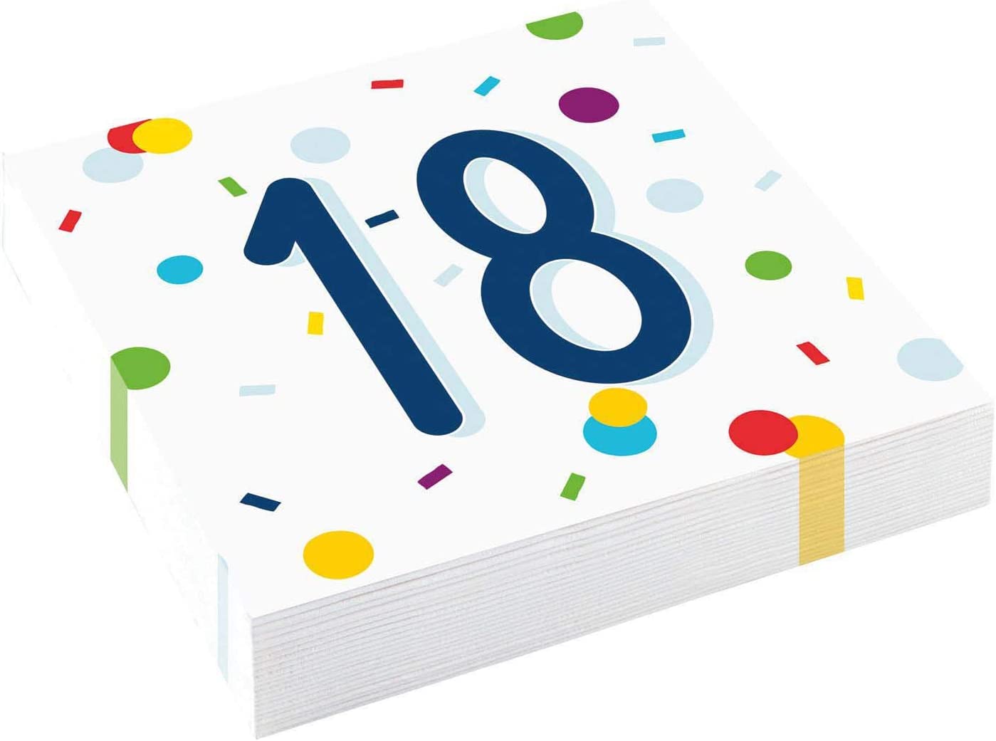 20 Servietten 18 Confetti Birthday - 18. Geburtstag mit Punkte und Konfetti 33x33cm
