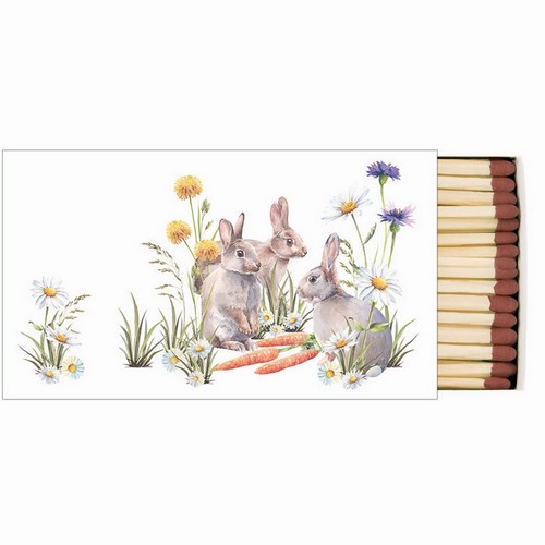 Kaminhölzer 45er Box Carrot Treat - Hasen mit Möhren im Gras 11x6,3cm