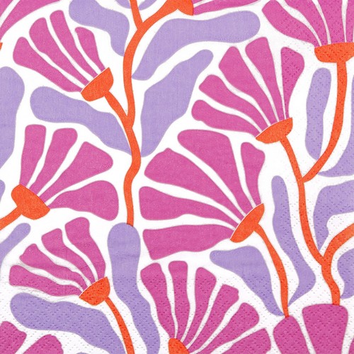20 Servietten Retro Bloom fuchsia - Retro Blumen fuchsia 33x33cm