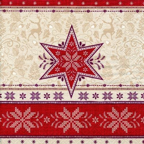 20 Servietten Hivernale red - Stern nordisch rot 33x33cm