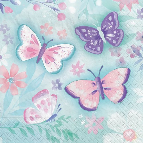 16 Servietten Flutter - Bezaubernde Schmetterlinge 33x33cm