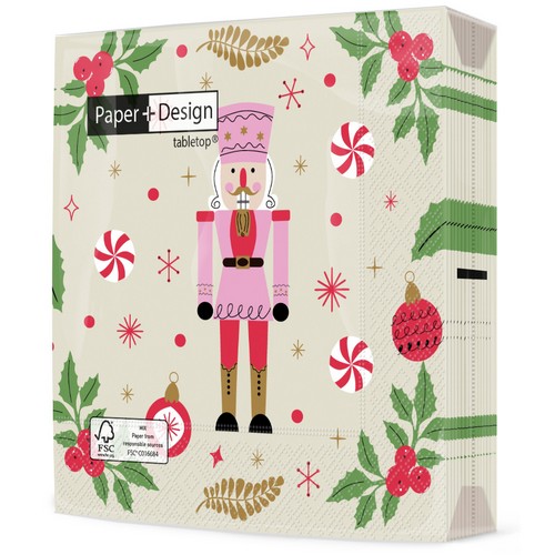 20 Servietten Nutcracker holiday - Nussknacker um Ilex 33x33cm