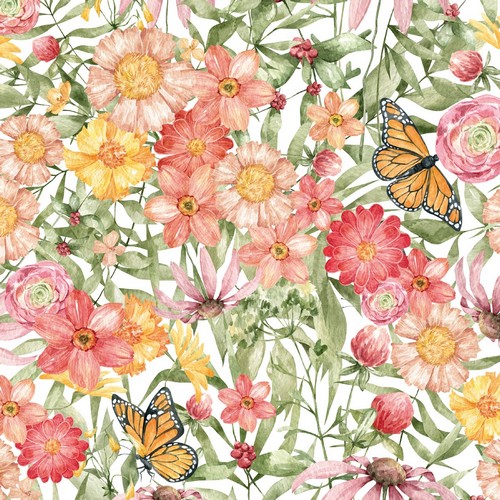 20 Servietten Sunlit blooms - Sommerliche Blumenmischung 33x33cm