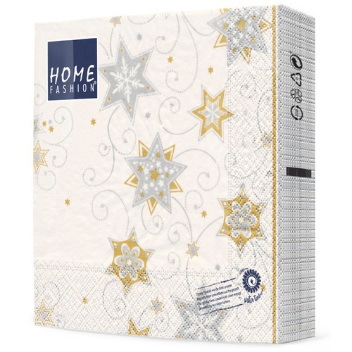 20 Servietten Stars & Swirls silver - Sterne & Wirbel silber 33x33cm