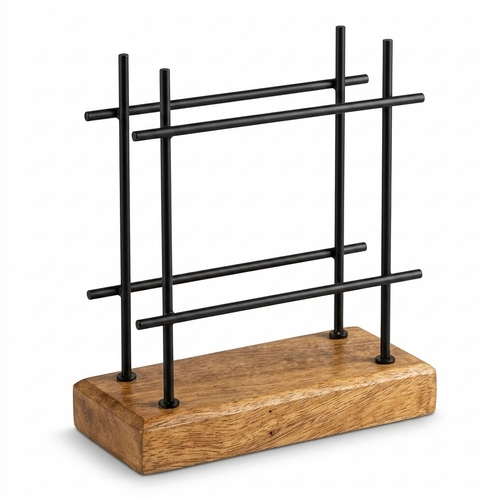 Serviettenhalter Standing Figure black - Moderne Stäbe schwarz für alle Serviettengrößen, aus Holz, 15x17,5cm