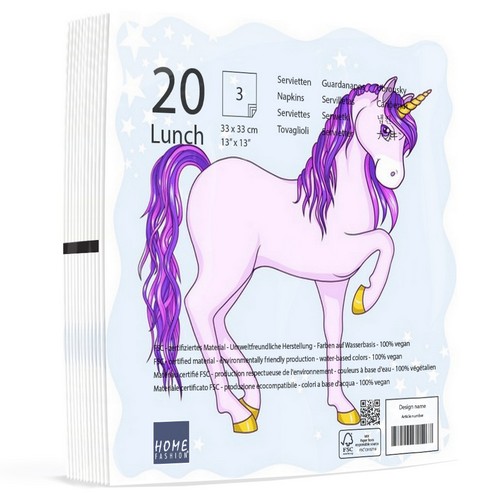 20 Servietten Unicorn - Rosa Einhorn 33x33cm