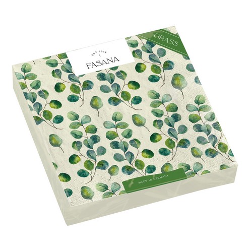 20 Servietten nachhaltig Gras Eucalyptus - Grüne Eukalyptuszweige 33x33cm