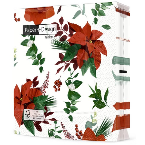 20 Servietten Seasonal Joy - Weihnachtsstern aus Natur 33x33cm