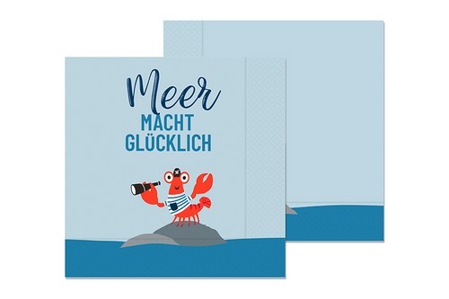 20 Servietten Krabbe - Meer mit Krabbe 33x33cm