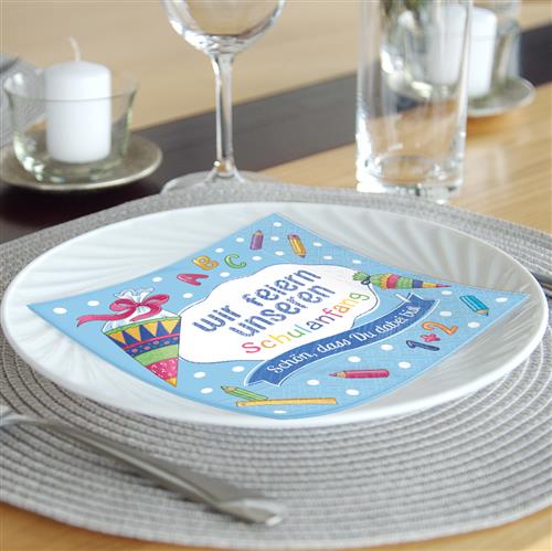 20 Servietten Unser Schulanfang blau 33x33cm