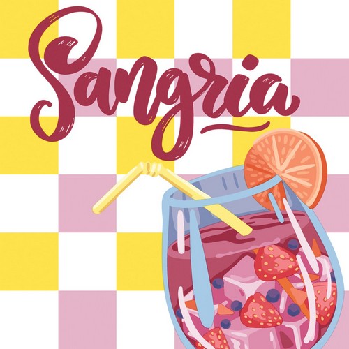 20 Servietten Summer flavour - Sangria auf Quadrate 33x33cm