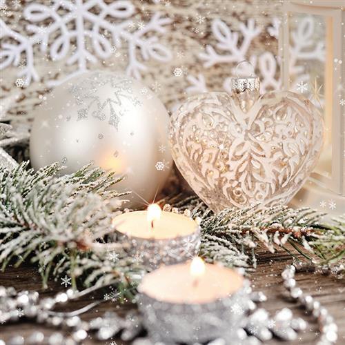 20 Servietten Elegant Ornaments - Anhänger und Teelichte 33x33cm