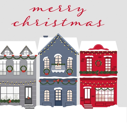 20 Servietten Christmas In Town - Weihnachtshäuser Merry Christmas 33x33cm