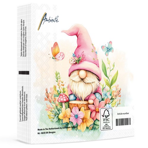 20 Servietten Charming Gnome - Gnom in Märchenszene 33x33cm