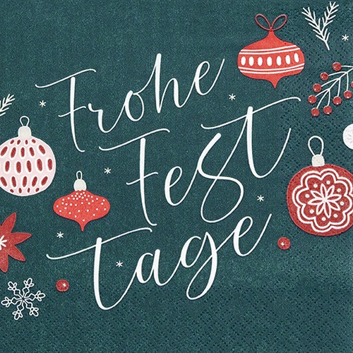 20 Servietten Frohe Festtage - Frohe Festtage grün 33x33cm