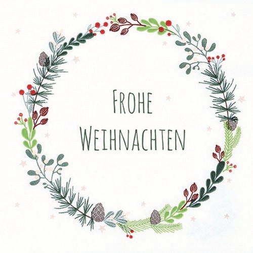AV 20 Servietten Lucia Frohe Weihnacht - Frohe Weihnachten im Kranz 33x33cm