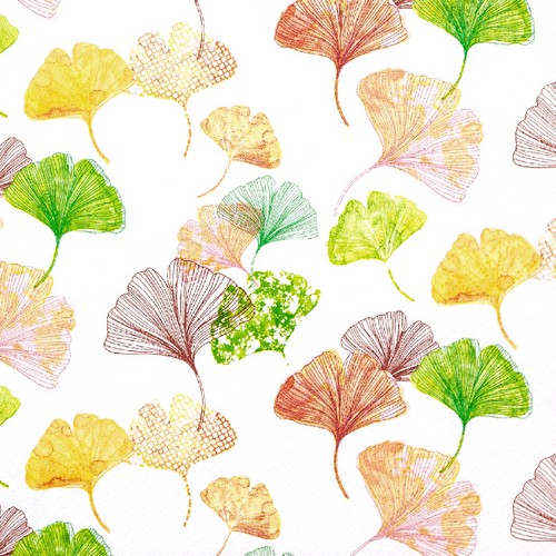 20 Servietten Ginkgo - Farbenfroher Ginkgo 33x33cm