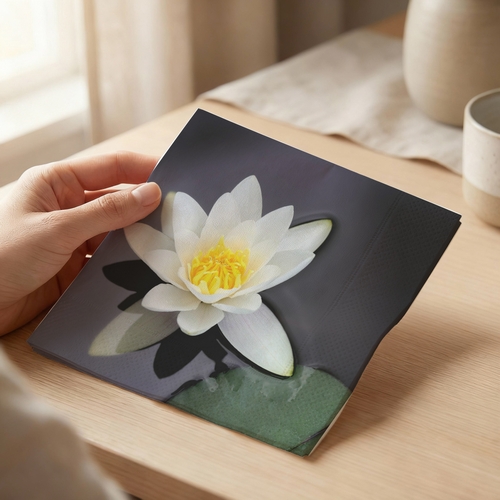 20 Servietten Waterlily bloom - Wasserlilie im Teich 33x33cm