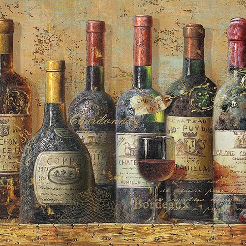 20 Servietten Best Wines - Weinflaschen Vintage 33x33cm