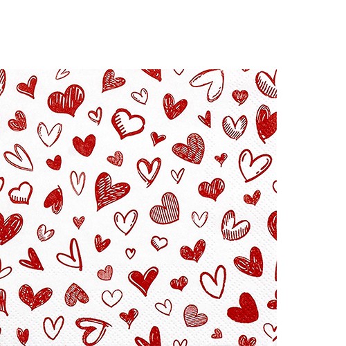 20 kleine Cocktailservietten Hearts allover - Fliegende Herzen 25x25cm