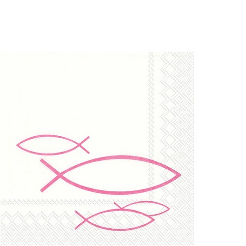 20 kleine Cocktailservietten Peaceful Fish pink - Fische festlich pink 25x25cm