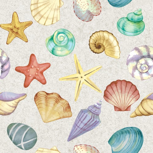 20 Servietten Seashore - Bunte Muscheln 33x33cm