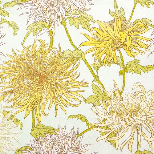 20 Servietten Chrysanthemum - Muster an Chrysanthemen 33x33cm