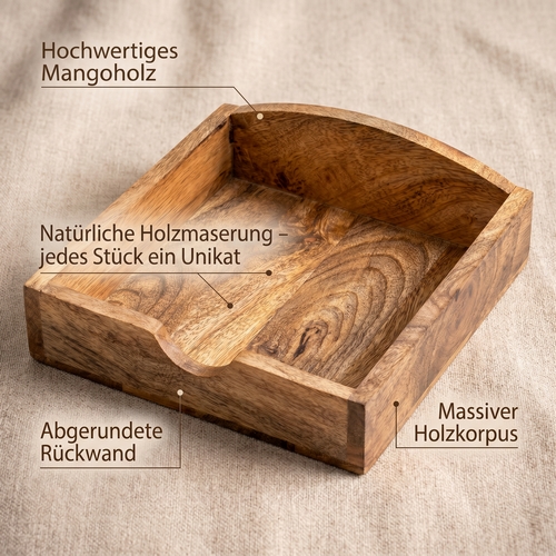 Serviettenhalter Wooden rustic - Holz rustikal für 33cm Lunchservietten aus Holz, 19x6cm