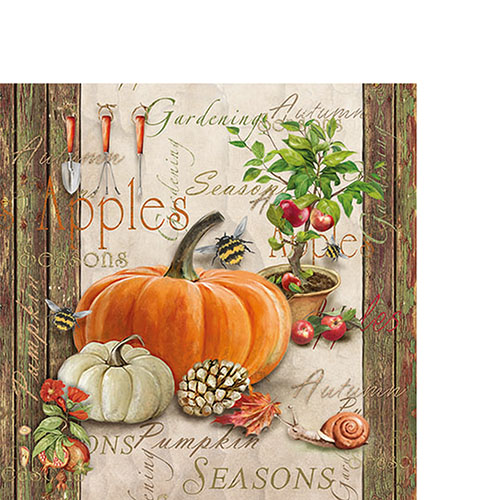 20 kleine Cocktailservietten Autumn Gardening - Garten zur Herbstzeit 25x25cm