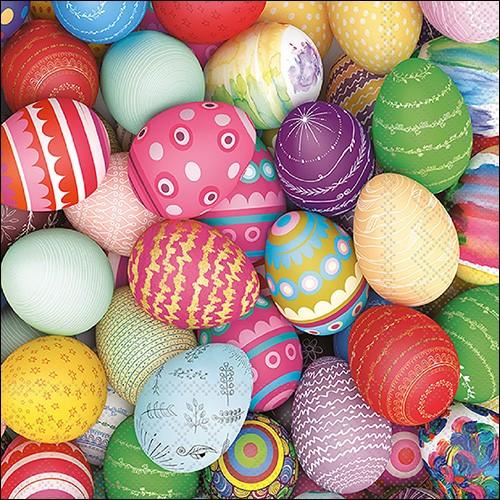 RP 20 Servietten Colourful Eggs - Ostereier in kunterbunten Farben 33x33cm