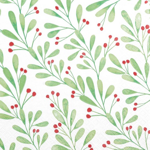 20 Servietten Berries with Foliage - Beeren an einfachen Blättern 33x33cm