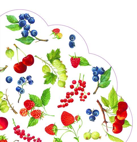 12 Servietten rund Fruits of Summer - Auswahl frischer Früchte Ø34cm