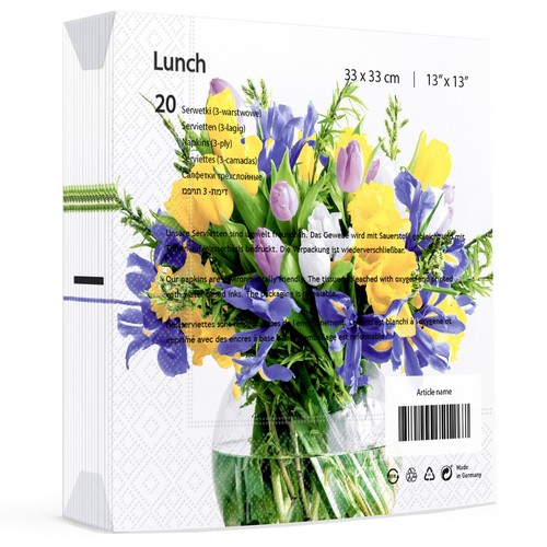 20 Servietten Flower Vase - Vase voller eleganter Blumen 33x33cm