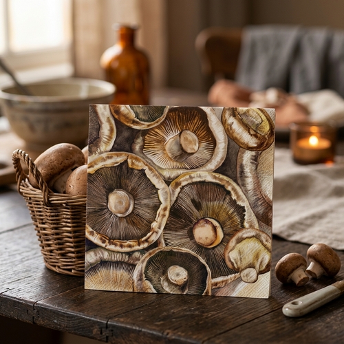 20 Servietten Mushrooms - Pilze in Großaufnahme 33x33cm