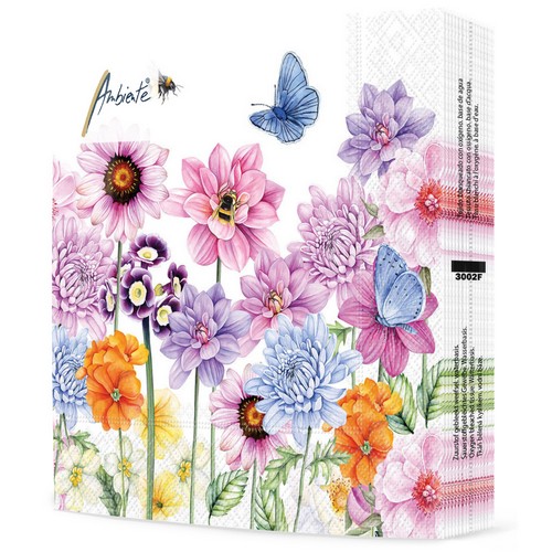 20 Servietten Sweet Flowers  - Traumhafte Blumenvielfalt 33x33cm