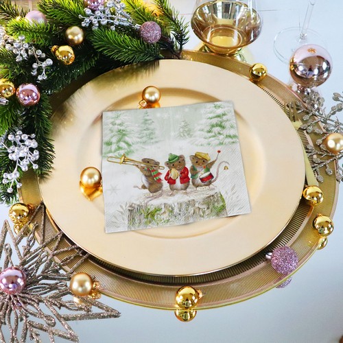 20 Servietten Mouse Band - Mäuse-Band im Winter 33x33cm