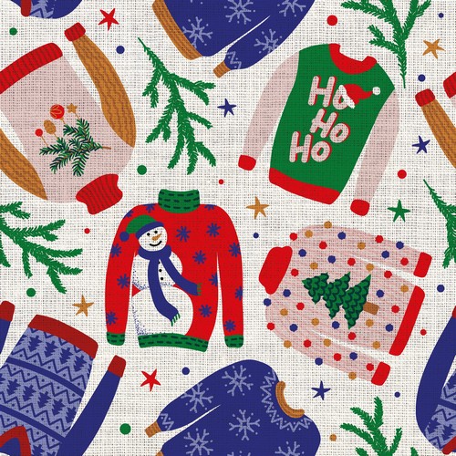 20 Servietten Holiday - Weihnachtsmuster auf Pullover 33x33cm